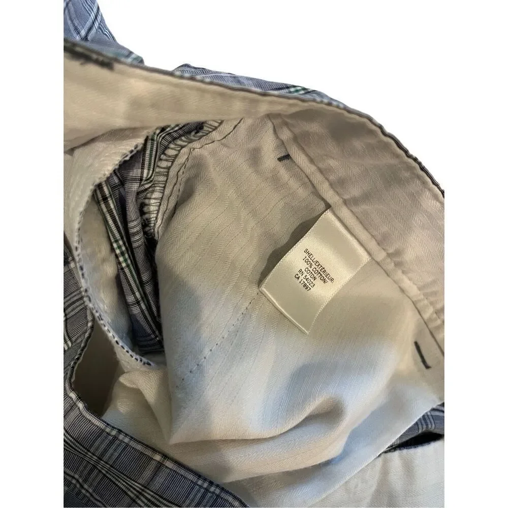 Banana Republic gray and blue plaid cotton chino shorts - 34